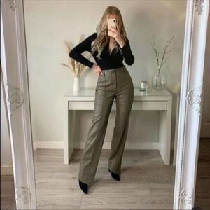 Zara Full Length Francoise Faux Leather Pants Sz L bloggers favorite